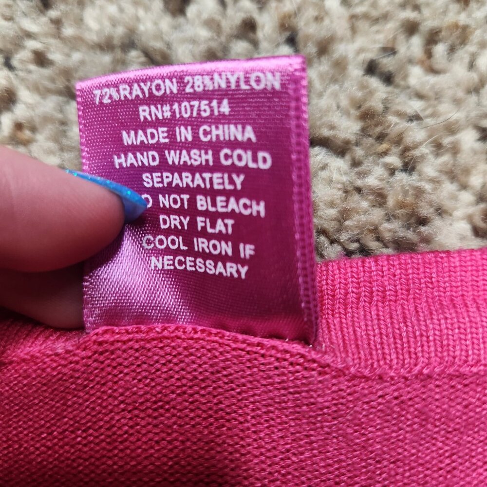 Beverly Hills Princess Pink Flower Buttons Sweater Cardigan - Picture 8 of 12